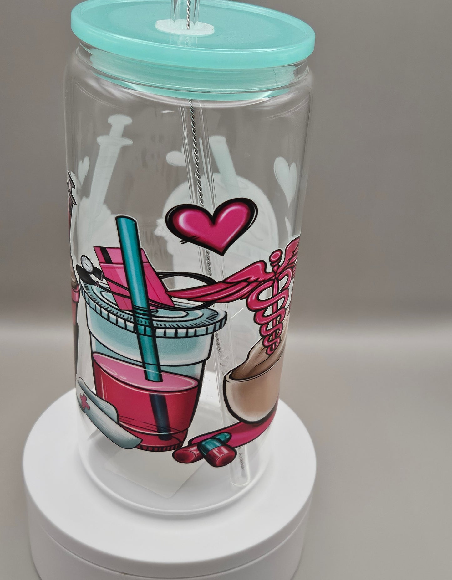Glass Iced Coffee Cup / Juice Cup - 16 ounces