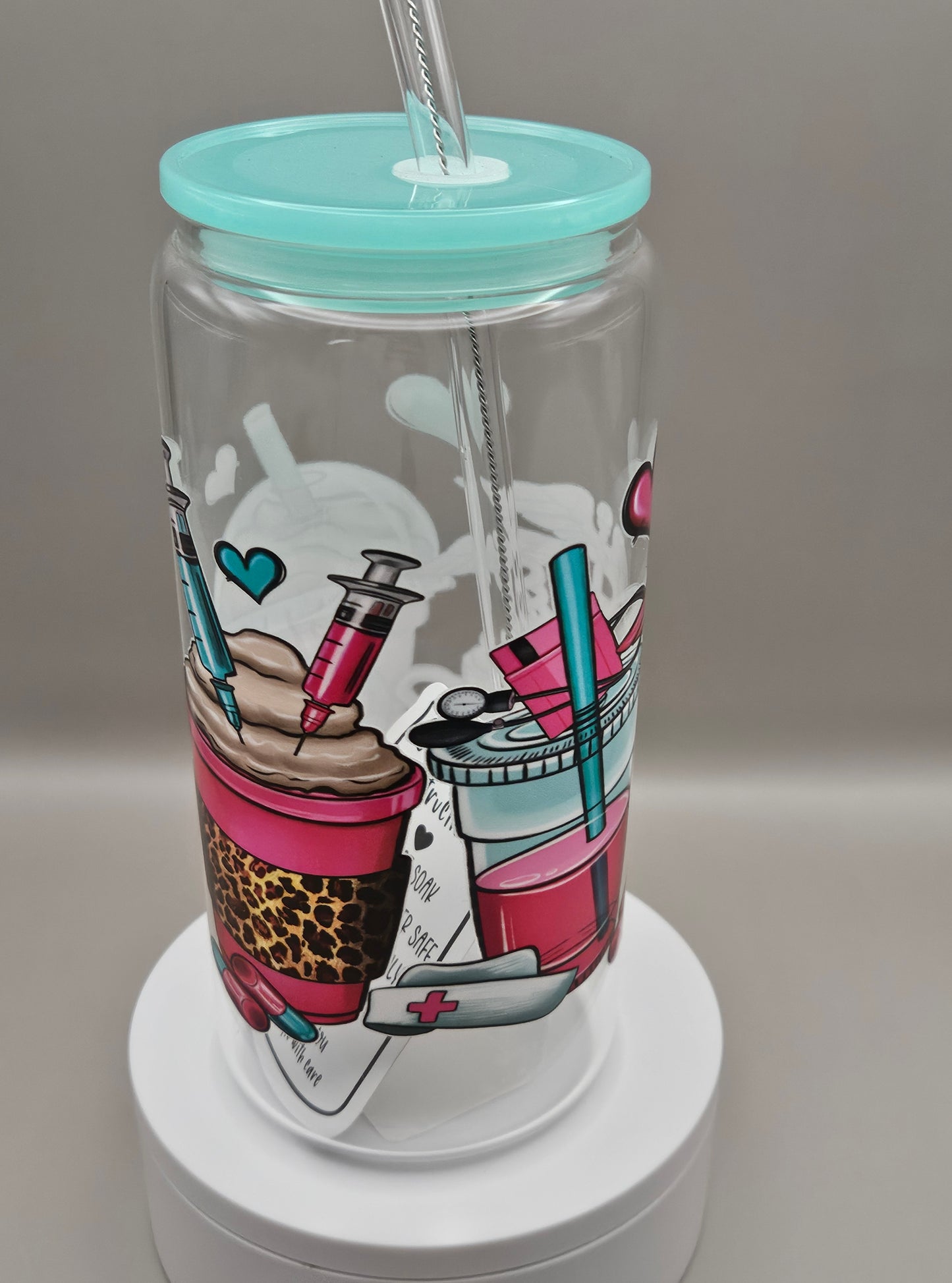 Glass Iced Coffee Cup / Juice Cup - 16 ounces
