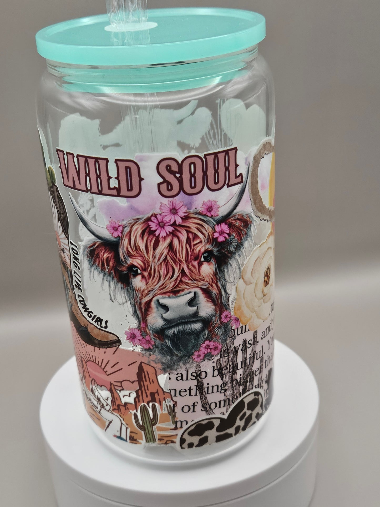 Glass Iced Coffee Cup / Juice Cup - 16 ounces