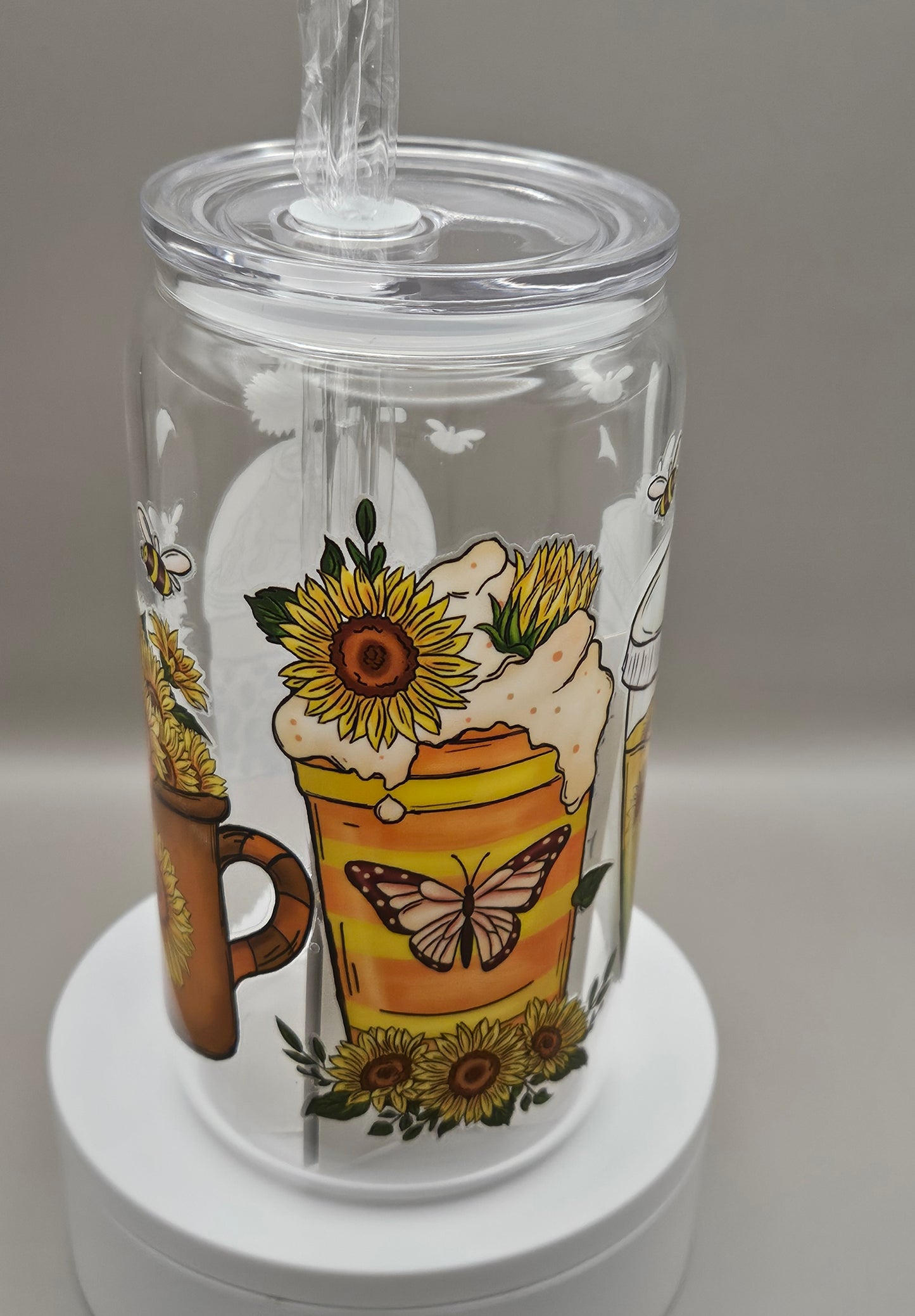 Glass Iced Coffee Cup / Juice Cup - 16 ounces