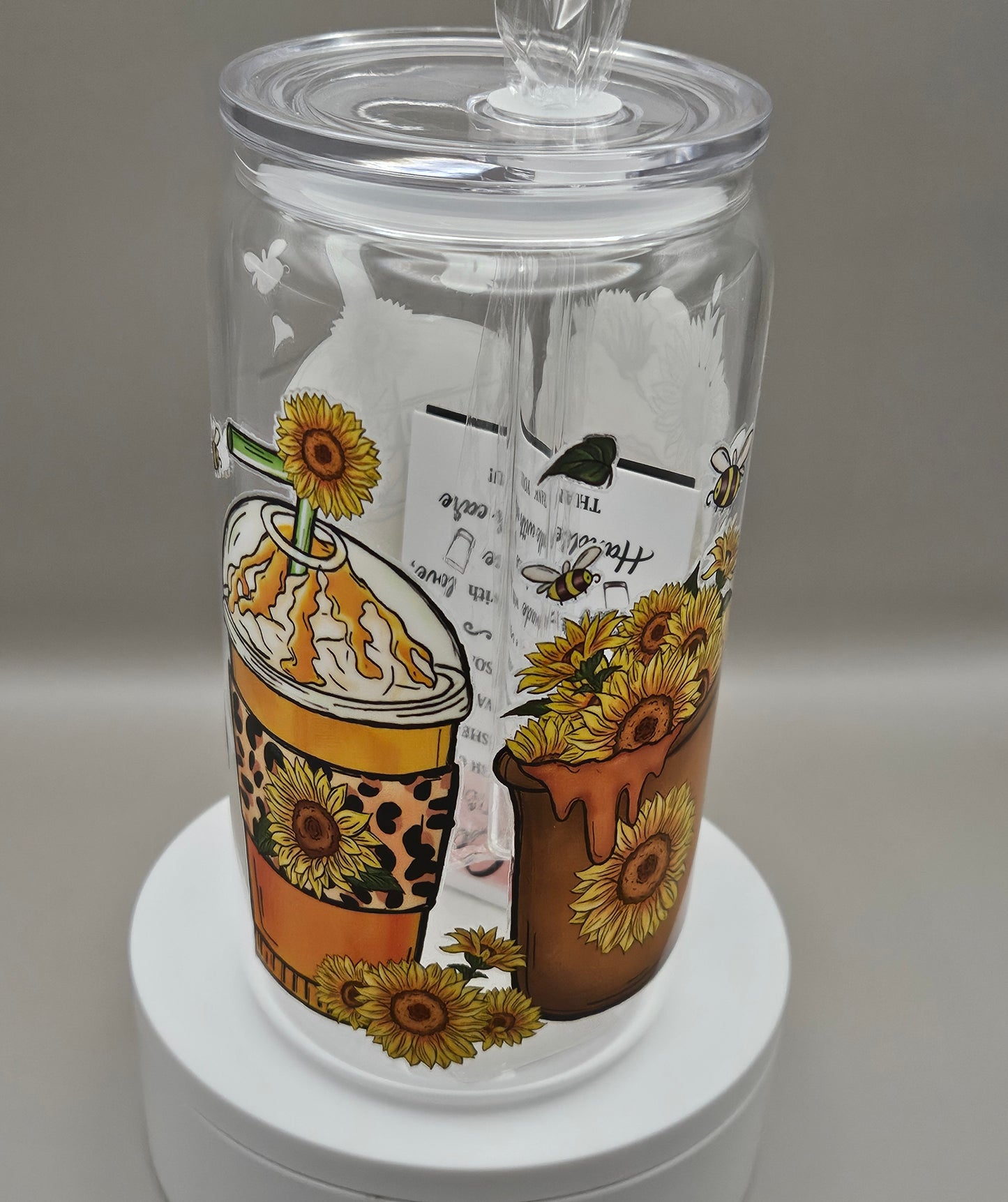 Glass Iced Coffee Cup / Juice Cup - 16 ounces