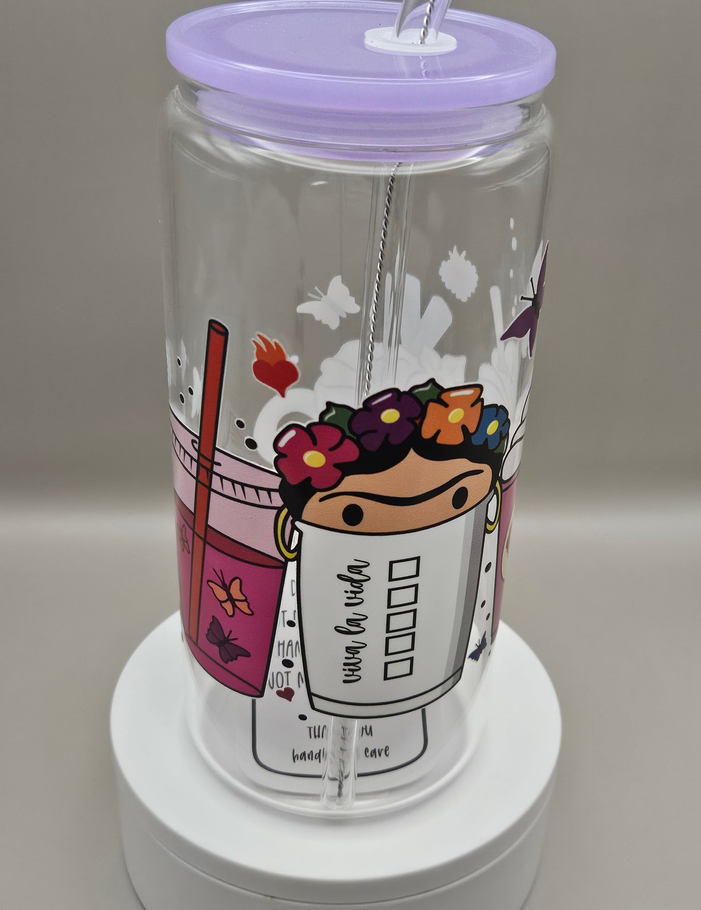 Glass Iced Coffee Cup / Juice Cup - 16 ounces
