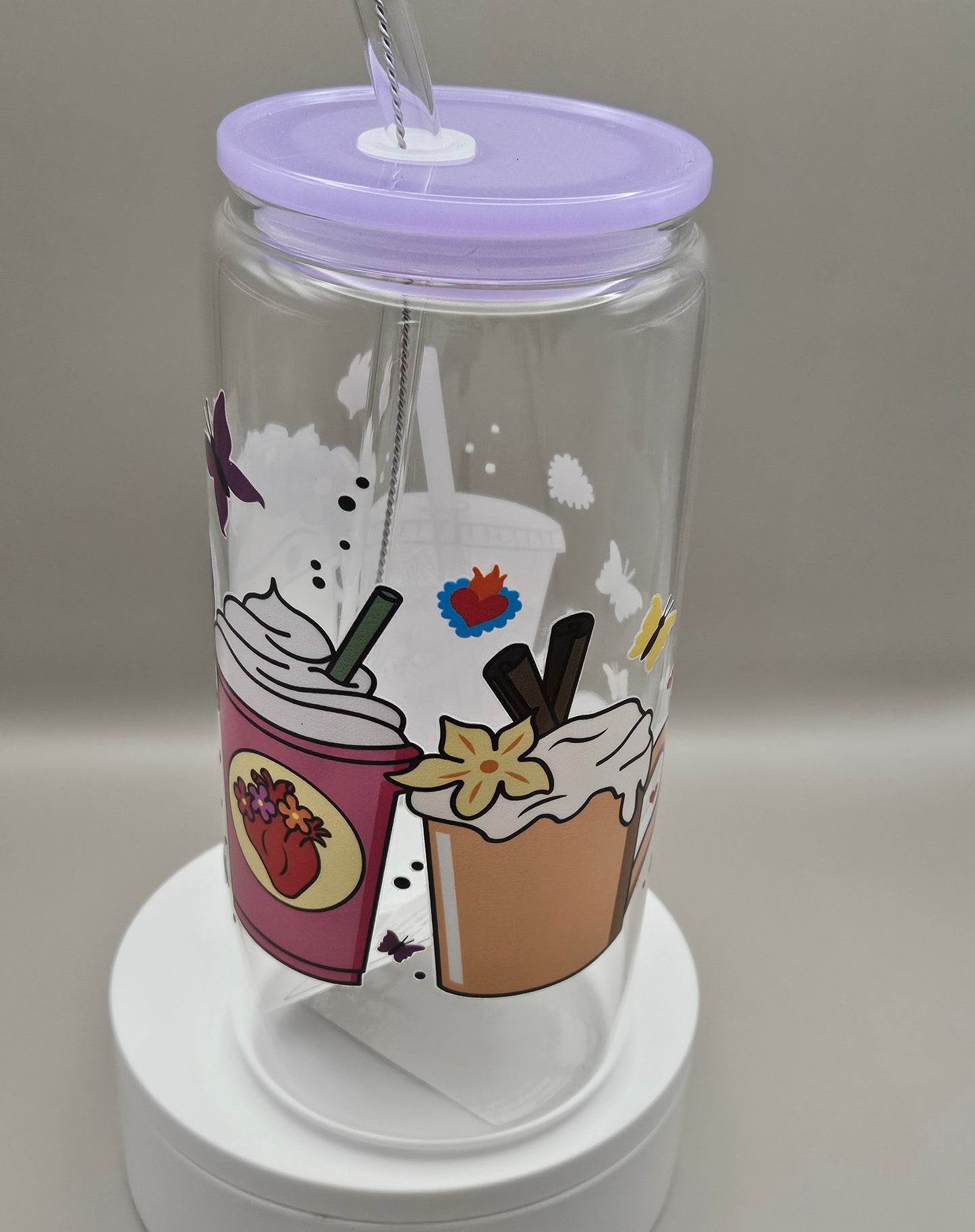 Glass Iced Coffee Cup / Juice Cup - 16 ounces